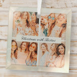 Adorno De Cristal Navidades de Moda moderna con bestias 4 vacaciones<br><div class="desc">El diseño está compuesto por una tipografía moderna de moda con tipo de letra de guión. Añade a un personalizado 4 fotos de tus mejores amigos o amigos.</div>