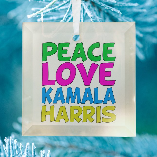 Adorno De Cristal Navidades de Peace Love Kamala Harris (Subido por el creador)