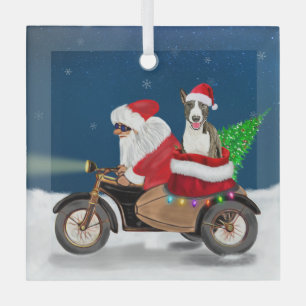 Adorno De Cristal Navidades de Perro Bull Terrier Santa Claus