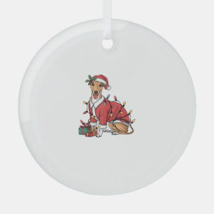 Adorno De Cristal Navidades de perros de mascota Santa Whippet