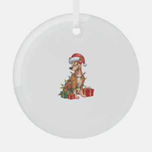 Adorno De Cristal Navidades de perros de Santa Hat Pinscher con ilum