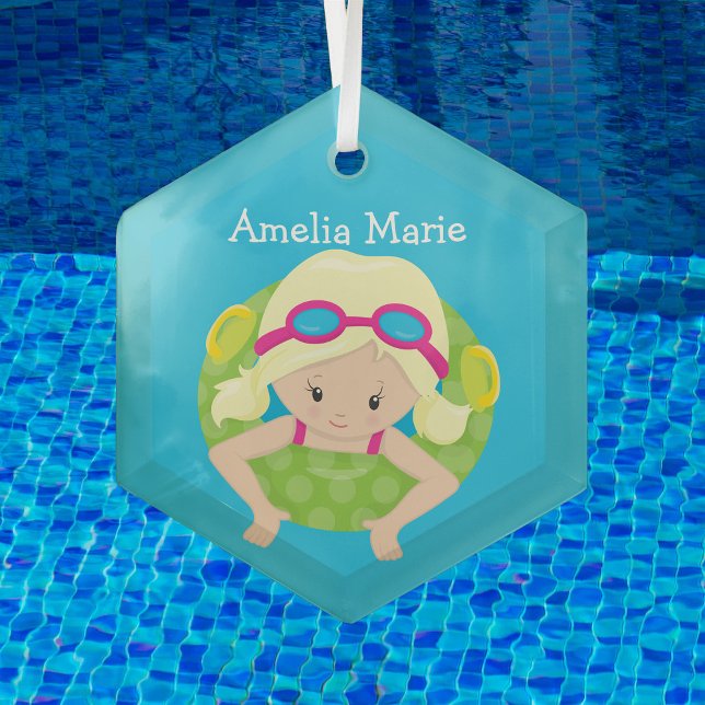 Adorno De Cristal Navidades de Personalizados de Chica de Swim Team  (Subido por el creador)