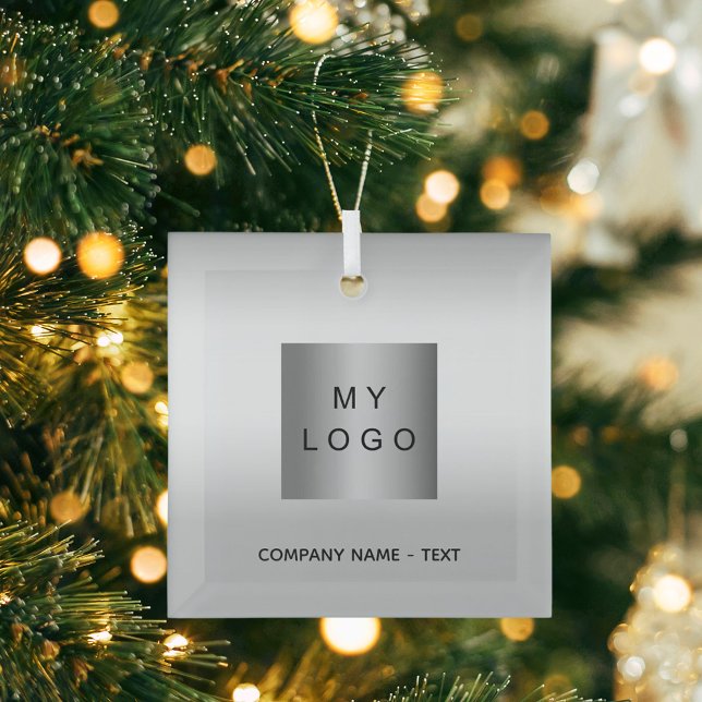 Adorno De Cristal Navidades de plata con logotipo empresarial (Subido por el creador)