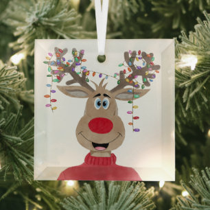 Adorno De Cristal Navidades de Rudolph iluminan reno