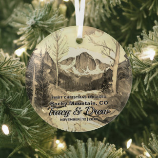 Adorno De Cristal Navidades de Sepia Rocky Mountain Colorado