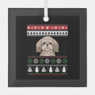 Adorno De Cristal Navidades de Shih Tzu