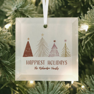 Adorno De Cristal Navidades de vacaciones más felices Personalizado