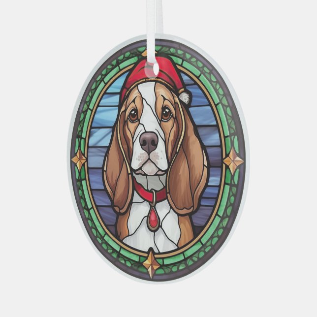 Adorno De Cristal Navidades de vidrio Beagle Seted (Anverso Izquierdo )