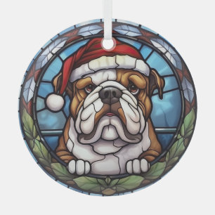 Adorno De Cristal Navidades de vidrio templado de bulldog