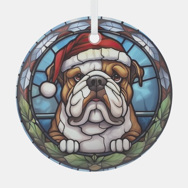 Adorno De Cristal Navidades de vidrio templado de bulldog (Anverso)