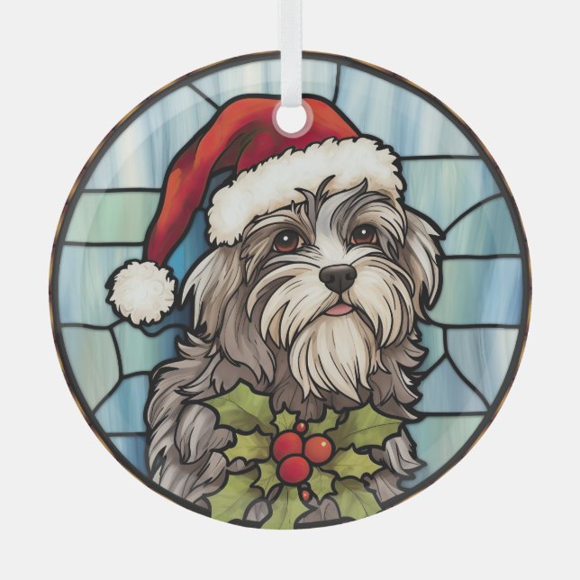 Adorno De Cristal Navidades de vidrio templado de Havanese (Anverso)