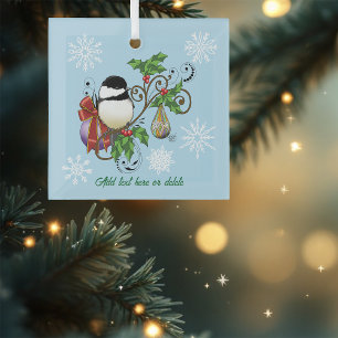 Adorno De Cristal Navidades de Winter Chickadee