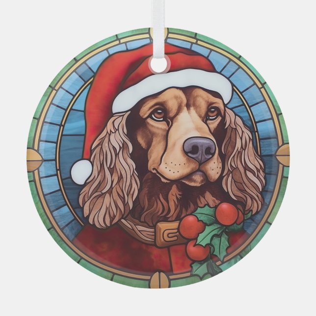 Adorno De Cristal Navidades del Cocker Spaniel StainGlass (Anverso)