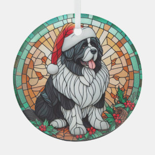 Adorno De Cristal Navidades del Newf Landseer StainGlass Style