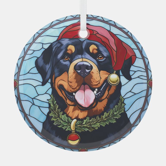 Adorno De Cristal Navidades del Rottweiler StainGlass (Anverso)