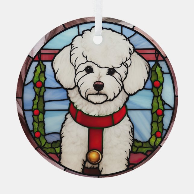 Adorno De Cristal Navidades del Vidrio Bichon Frise Seted (Reverso )
