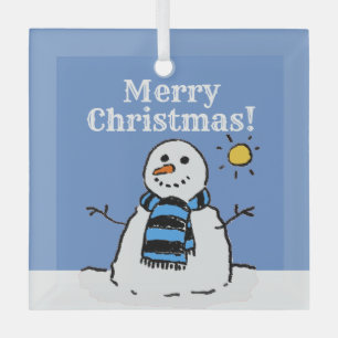 Adorno De Cristal Navidades Diseño Snowman con Feliz Navidad