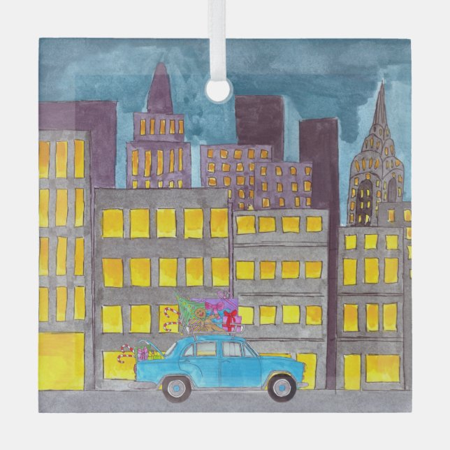 Adorno De Cristal Navidades en el Personalizable de la ciudad (Anverso)