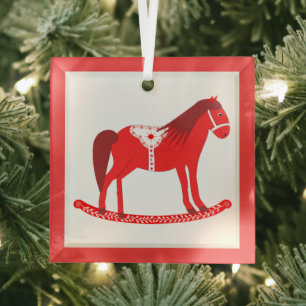 Adorno De Cristal Navidades escandinavos rodando caballo