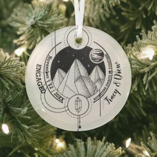 Adorno De Cristal Navidades Estrella de la Montaña Pareja de la noch