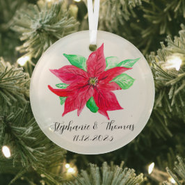 Adorno De Cristal Navidades florales rojos Poinsettia Boda de flores