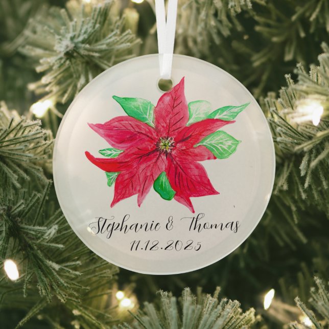 Adorno De Cristal Navidades florales rojos Poinsettia Boda de flores (in situ)