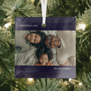Adorno De Cristal Navidades fotográficos personalizados de azul