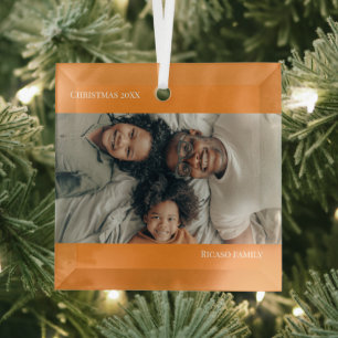 Adorno De Cristal Navidades fotográficos personalizados naranjas