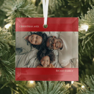 Adorno De Cristal Navidades fotográficos personalizados rojos