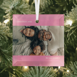 Adorno De Cristal Navidades fotográficos personalizados rosados