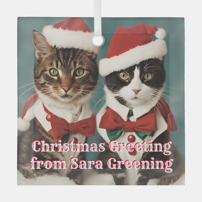 Adorno De Cristal Navidades Gatos Cristal Gato Gatitos personalizado (Anverso)