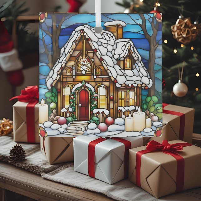 Adorno De Cristal Navidades Gingerbread House Faux Sained Glass (Subido por el creador)