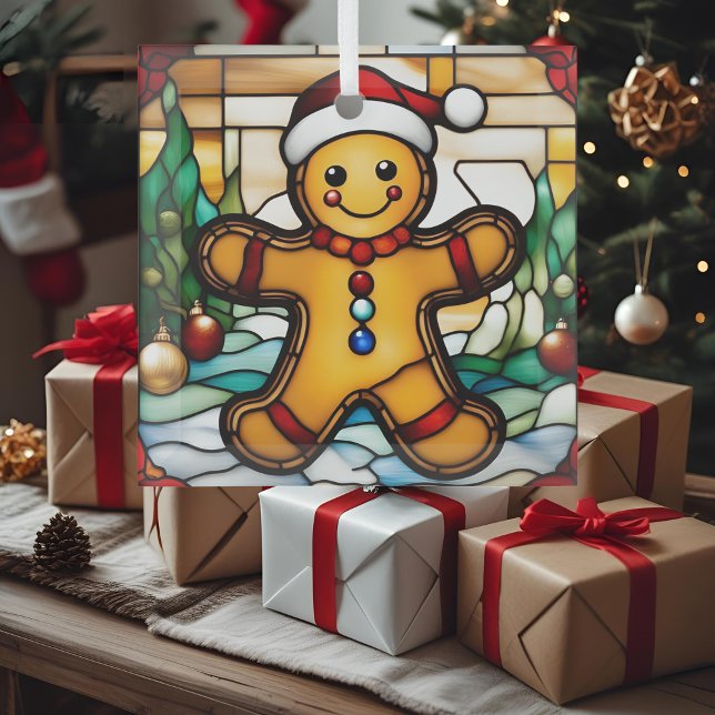 Adorno De Cristal Navidades Gingerbread Man Falsa Vidrio Manchado (Subido por el creador)