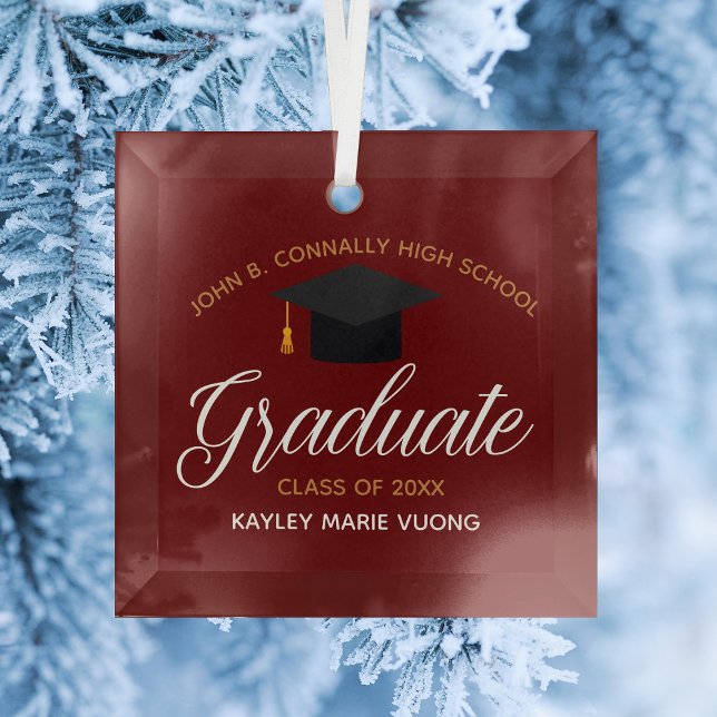 Adorno De Cristal Navidades graduados en Oro Maroon, personalizado (Subido por el creador)