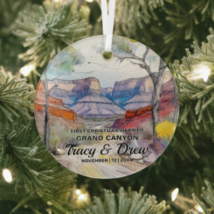 Adorno De Cristal Navidades Gran Cañón Aventura Pareja Casada