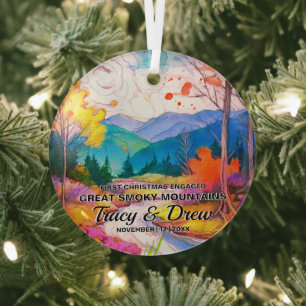 Adorno De Cristal Navidades Gran Montañas Ahumadas Pareja de Arte