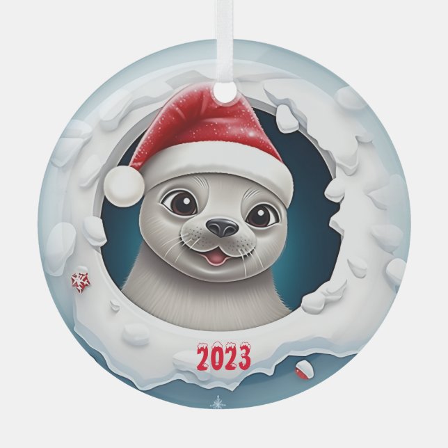 Adorno De Cristal Navidades Harp Seal (Anverso)
