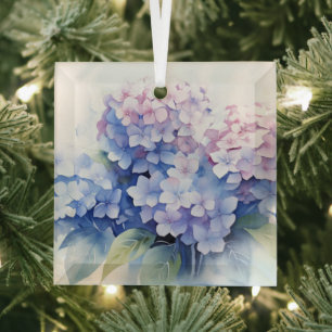 Adorno De Cristal Navidades Hydrangea Glass Ornament