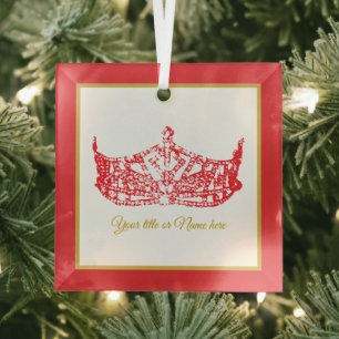 Adorno De Cristal Navidades Icónica Corona de Concurso Estadounidens