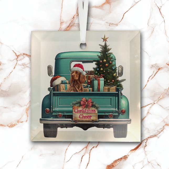 Adorno De Cristal Navidades irlandeses de los camiones retro de perr (Subido por el creador)