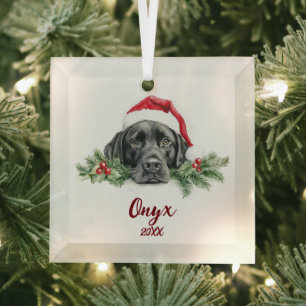Adorno De Cristal Navidades Labrador Negro