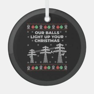Adorno De Cristal Navidades Lineman Nuestras Bolas Se Iluminan