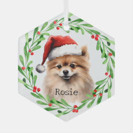 Adorno De Cristal Navidades Perro Mascota de vacaciones de Pomerania