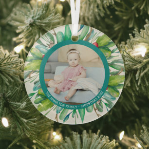 Adorno De Cristal Navidades Personalizado Moderno Fotograma de Wreat