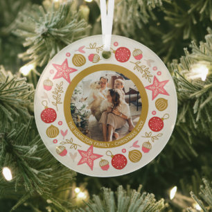 Adorno De Cristal Navidades Personalizado Moderno Fotograma de Wreat
