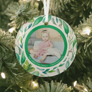 Adorno De Cristal Navidades Personalizado Moderno Fotograma de Wreat