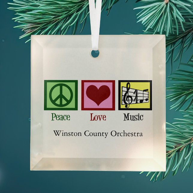 Adorno De Cristal Navidades personalizados de la música Peace Love (Subido por el creador)