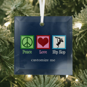 Adorno De Cristal Navidades Personalizados de Peace Love Hip Hop