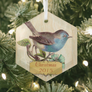 Adorno De Cristal Navidades personalizados Vintage Bluebird