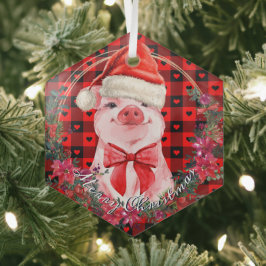 Adorno De Cristal Navidades Pig Cute Piglet Wreath Buffalo Placa